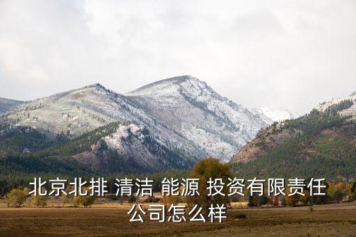 北京北排 清潔 能源 投資有限責任公司怎么樣