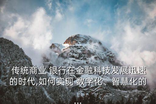  傳統(tǒng)商業(yè) 銀行在金融科技發(fā)展迅速的時(shí)代,如何實(shí)現(xiàn) 數(shù)字化、智慧化的...