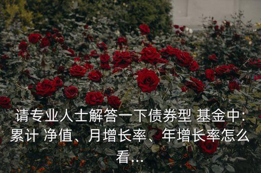請(qǐng)專業(yè)人士解答一下債券型 基金中:累計(jì) 凈值、月增長(zhǎng)率、年增長(zhǎng)率怎么看...