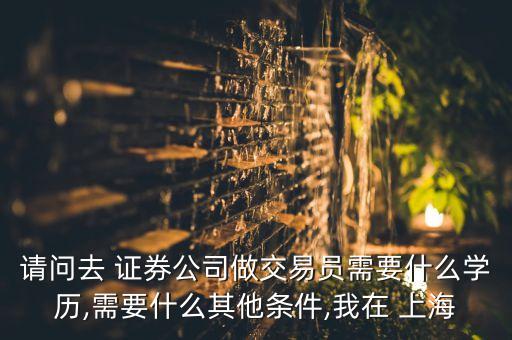 請(qǐng)問(wèn)去 證券公司做交易員需要什么學(xué)歷,需要什么其他條件,我在 上海