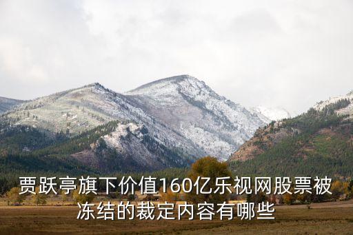 賈躍亭旗下價值160億樂視網股票被凍結的裁定內容有哪些