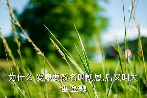 為什么 愛(ài)康要改名叫凱恩,后又叫大通 金融