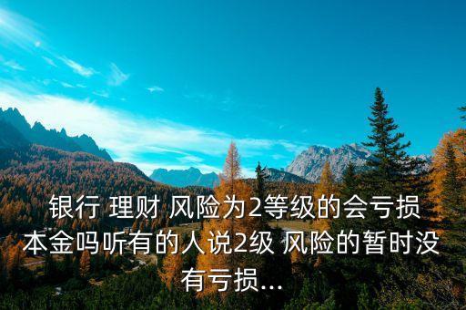  銀行 理財(cái) 風(fēng)險(xiǎn)為2等級(jí)的會(huì)虧損本金嗎聽有的人說(shuō)2級(jí) 風(fēng)險(xiǎn)的暫時(shí)沒(méi)有虧損...