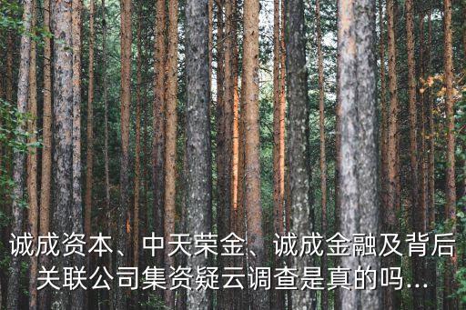 誠成資本、中天榮金、誠成金融及背后關(guān)聯(lián)公司集資疑云調(diào)查是真的嗎...