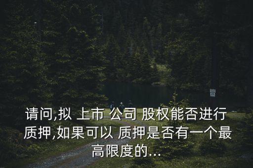 請問,擬 上市 公司 股權(quán)能否進(jìn)行 質(zhì)押,如果可以 質(zhì)押是否有一個(gè)最高限度的...
