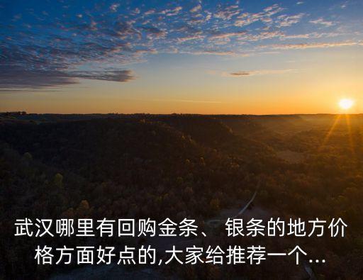武漢哪里有回購金條、 銀條的地方價(jià)格方面好點(diǎn)的,大家給推薦一個(gè)...