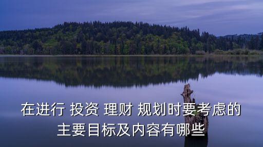 在進行 投資 理財 規(guī)劃時要考慮的主要目標及內(nèi)容有哪些