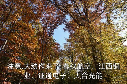 注意,大動作來了:春秋航空、江西銅業(yè)、證通電子、天合光能