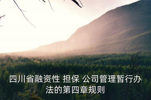 四川省融資性 擔保 公司管理暫行辦法的第四章規(guī)則
