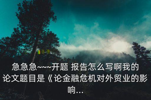 急急急~~~開(kāi)題 報(bào)告怎么寫啊我的論文題目是《論金融危機(jī)對(duì)外貿(mào)業(yè)的影響...