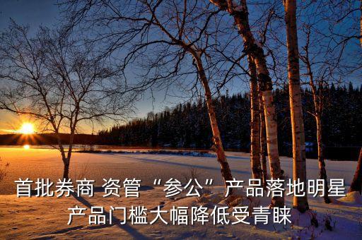 首批券商 資管“參公”產(chǎn)品落地明星產(chǎn)品門(mén)檻大幅降低受青睞