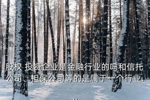 股權(quán) 投資企業(yè)是金融行業(yè)的嗎和信托公司、擔(dān)保公司等的是屬于一個(gè)行業(yè)...