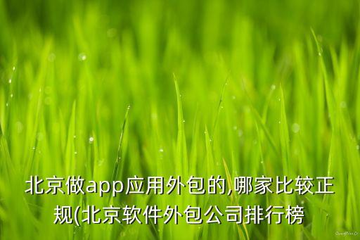 北京做app應用外包的,哪家比較正規(guī)(北京軟件外包公司排行榜