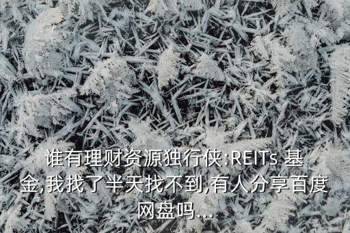 誰(shuí)有理財(cái)資源獨(dú)行俠:REITs 基金,我找了半天找不到,有人分享百度網(wǎng)盤(pán)嗎...