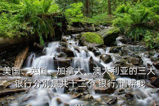 美國、英國、加拿大、澳大利亞的三大 銀行分別是共十二個 銀行,請幫我...
