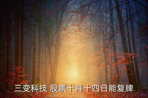 三變科技 股票十月十四日能復牌