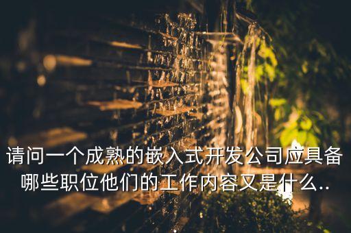 請問一個成熟的嵌入式開發(fā)公司應具備哪些職位他們的工作內容又是什么...