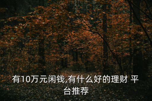 有10萬(wàn)元閑錢,有什么好的理財(cái) 平臺(tái)推薦