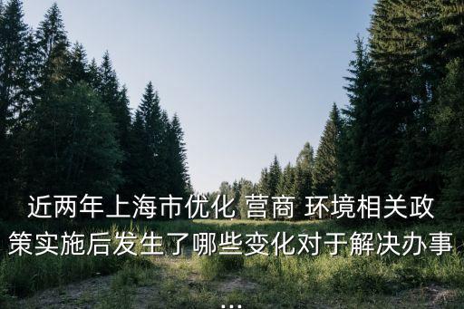近兩年上海市優(yōu)化 營(yíng)商 環(huán)境相關(guān)政策實(shí)施后發(fā)生了哪些變化對(duì)于解決辦事...