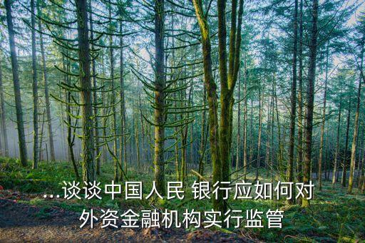 ...談?wù)勚袊嗣?銀行應(yīng)如何對(duì) 外資金融機(jī)構(gòu)實(shí)行監(jiān)管