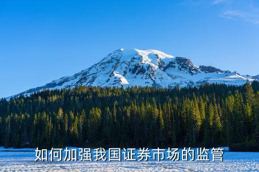 如何加強(qiáng)我國證券市場(chǎng)的監(jiān)管
