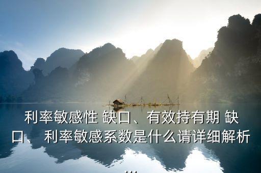  利率敏感性 缺口、有效持有期 缺口、 利率敏感系數(shù)是什么請(qǐng)?jiān)敿?xì)解析...
