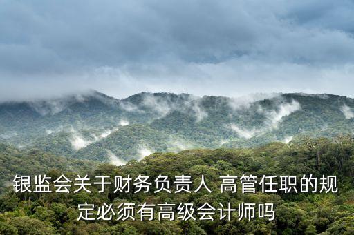 銀監(jiān)會關(guān)于財務(wù)負責人 高管任職的規(guī)定必須有高級會計師嗎