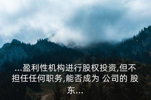 ...盈利性機構進行股權投資,但不擔任任何職務,能否成為 公司的 股東...