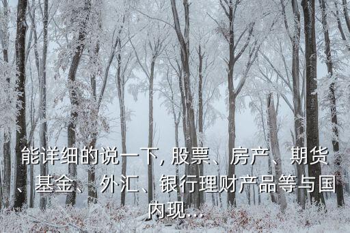 能詳細(xì)的說一下, 股票、房產(chǎn)、期貨、基金、 外匯、銀行理財(cái)產(chǎn)品等與國(guó)內(nèi)現(xiàn)...