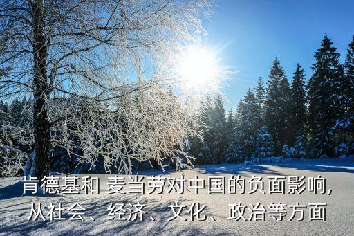 肯德基和 麥當(dāng)勞對中國的負(fù)面影響,從社會、經(jīng)濟、文化、政治等方面