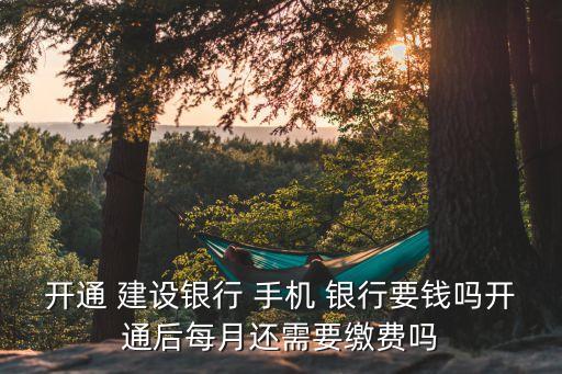開通 建設銀行 手機 銀行要錢嗎開通后每月還需要繳費嗎