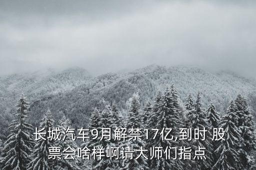  長(zhǎng)城汽車9月解禁17億,到時(shí) 股票會(huì)啥樣啊請(qǐng)大師們指點(diǎn)